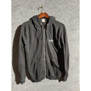Gap Hoodie Mens Large Black Full Zip Evite Logo Fleece Lined Pockets Sweatshirt